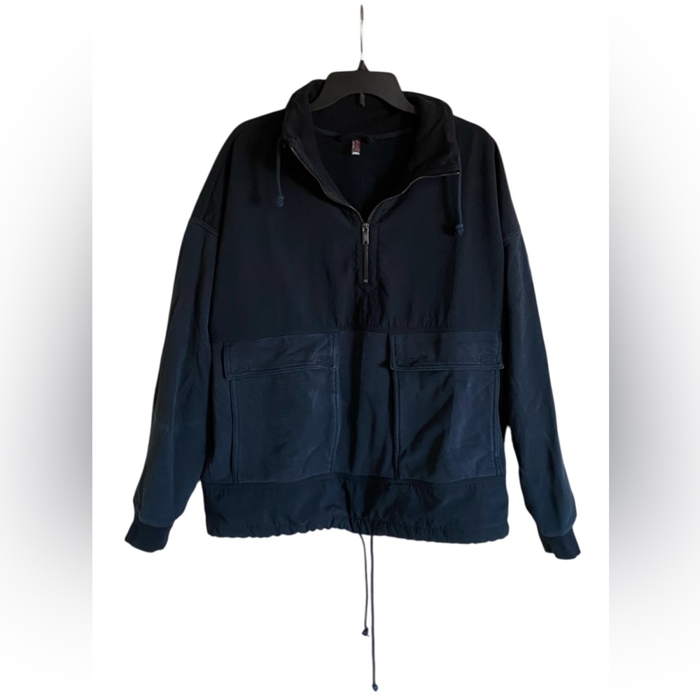 Free People High Daybreak Reflective Logo Zip Cinch Pullover Sweatshirt Jacket M